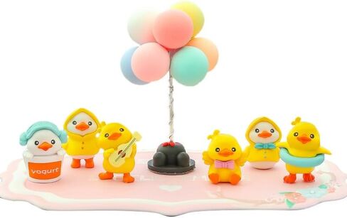QingTang Little Yellow Chicken Dashboard Decoration Car Ornaments Car Decor Accessories (1 pack of 6) Cute Animal Figure Cake Topper in Saudi Arabia