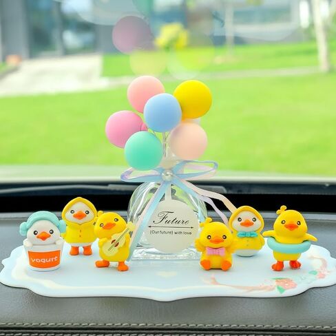 QingTang Little Yellow Chicken Dashboard Decoration Car Ornaments Car Decor Accessories (1 pack of 6) Cute Animal Figure Cake Topper in Saudi Arabia