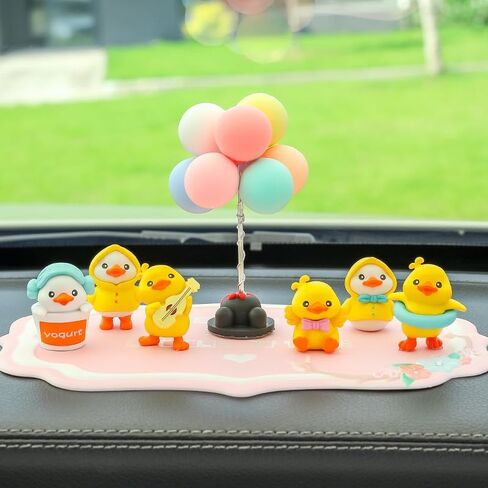 QingTang Little Yellow Chicken Dashboard Decoration Car Ornaments Car Decor Accessories (1 pack of 6) Cute Animal Figure Cake Topper in Saudi Arabia