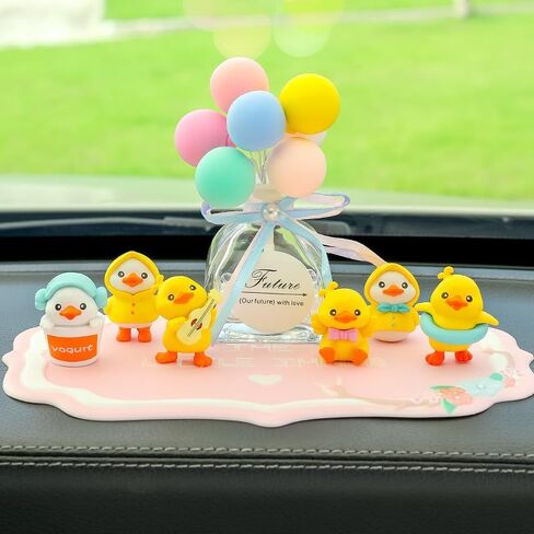 QingTang Little Yellow Chicken Dashboard Decoration Car Ornaments Car Decor Accessories (1 pack of 6) Cute Animal Figure Cake Topper in Saudi Arabia