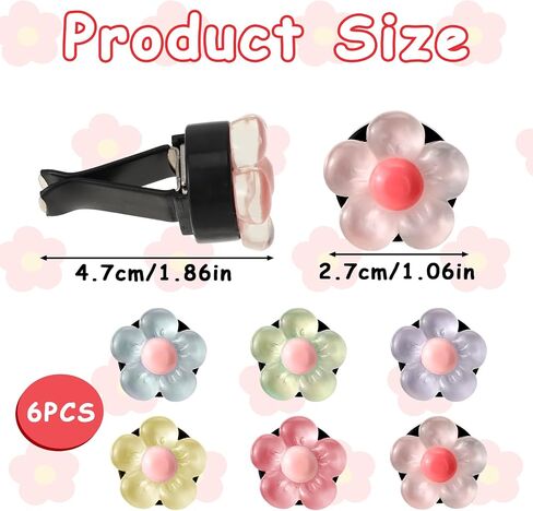 6 Piece Car Vent Air Freshener Clip Flower Car Air Vent Clips Air Conditioner Outlet Decoration Car Interior Decor Clip Flower Car Interior Accessories Cute Car Decorations(6 Colors) in Saudi Arabia
