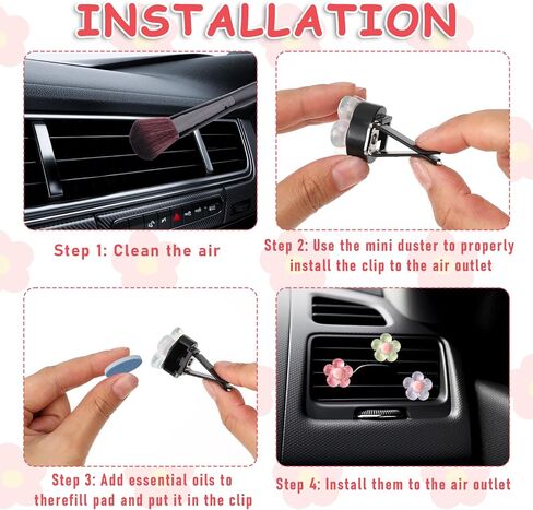 6 Piece Car Vent Air Freshener Clip Flower Car Air Vent Clips Air Conditioner Outlet Decoration Car Interior Decor Clip Flower Car Interior Accessories Cute Car Decorations(6 Colors) in Saudi Arabia