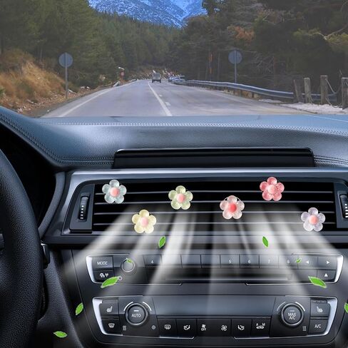 6 Piece Car Vent Air Freshener Clip Flower Car Air Vent Clips Air Conditioner Outlet Decoration Car Interior Decor Clip Flower Car Interior Accessories Cute Car Decorations(6 Colors) in Saudi Arabia