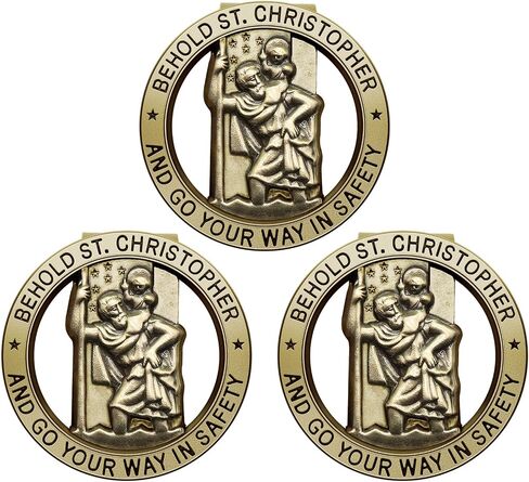 Car St Christopher Medal Saint Christopher Visor Clip Bless Driving Safety Religious Gift for Driver, Parent, Family, Friend (1) in Saudi Arabia
