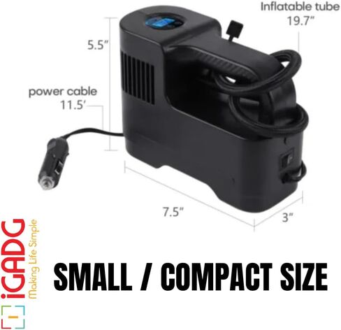 12V Small Digital Tire Inflator with Auto Shut-Off – Compact Air Compressor for Car & Bike Tires, Air Pump for Car Tires, Portable Air Compressor, LED Light (BTI-Digital) in Saudi Arabia