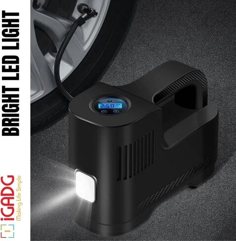 12V Small Digital Tire Inflator with Auto Shut-Off – Compact Air Compressor for Car & Bike Tires, Air Pump for Car Tires, Portable Air Compressor, LED Light (BTI-Digital) in Saudi Arabia