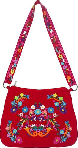YZXDORWJ Embroidered Cotton Handbag for Women Mexican Tote Bag Floral Crossbody Bag in Kuwait