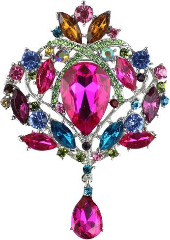 Created Crystal Brooch for Women Shiny Flower Teardrop Brooch Pin in Saudi Arabia