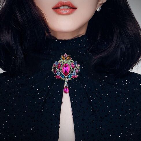 Created Crystal Brooch for Women Shiny Flower Teardrop Brooch Pin in Saudi Arabia