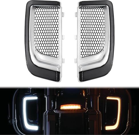مصابيح LED سفلية مع إشارات الانعطاف ضوء الجري لملحقات الدراجات النارية مناسبة لدراجات Harley Road Glide Street Glide Electra Glide Ultra Limited 2014-2023 عدسات دخان شوايات كروم in Kuwait