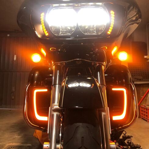 مصابيح LED سفلية مع إشارات الانعطاف ضوء الجري لملحقات الدراجات النارية مناسبة لدراجات Harley Road Glide Street Glide Electra Glide Ultra Limited 2014-2023 عدسات دخان شوايات كروم in Kuwait
