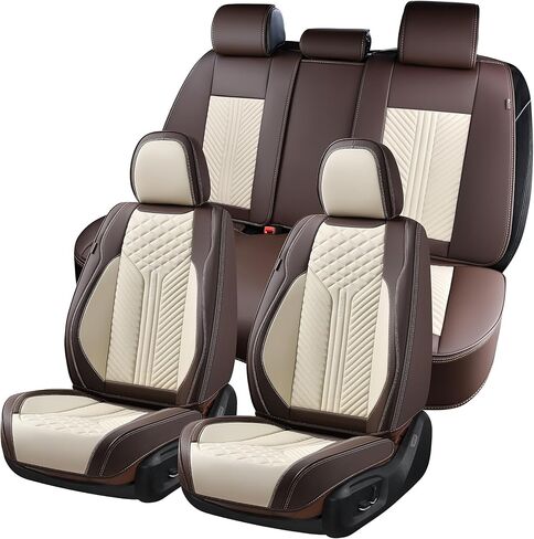 Coverado Car Seat Covers Full Set, 5 Seats Leather Seat Covers for Cars, Waterproof Seat Covers Front and Back, Car Seat Protectors Car Seat Cushions Universal Fit for Most Cars, Gray in Saudi Arabia