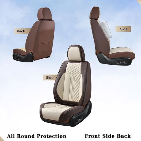 Coverado Car Seat Covers Full Set, 5 Seats Leather Seat Covers for Cars, Waterproof Seat Covers Front and Back, Car Seat Protectors Car Seat Cushions Universal Fit for Most Cars, Gray in Saudi Arabia