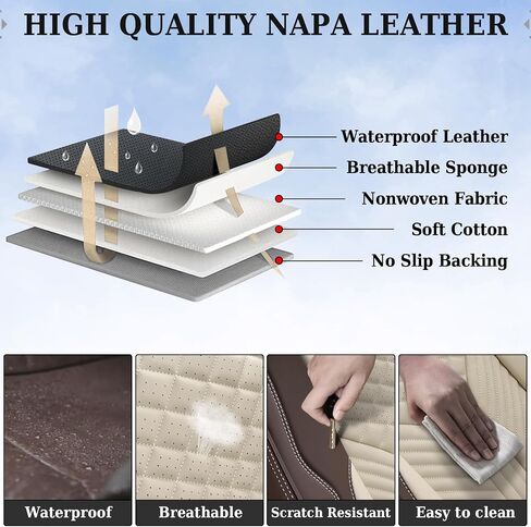 Coverado Car Seat Covers Full Set, 5 Seats Leather Seat Covers for Cars, Waterproof Seat Covers Front and Back, Car Seat Protectors Car Seat Cushions Universal Fit for Most Cars, Gray in Saudi Arabia