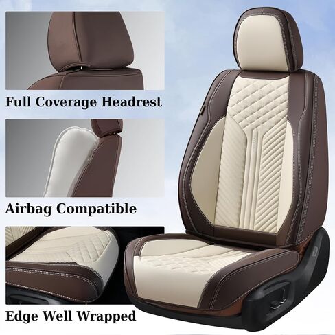 Coverado Car Seat Covers Full Set, 5 Seats Leather Seat Covers for Cars, Waterproof Seat Covers Front and Back, Car Seat Protectors Car Seat Cushions Universal Fit for Most Cars, Gray in Saudi Arabia