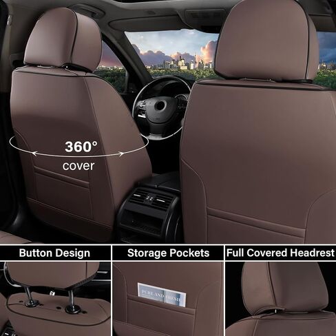 Coverado Car Seat Covers Full Set, 5 Seats Leather Seat Covers for Cars, Waterproof Seat Covers Front and Back, Car Seat Protectors Car Seat Cushions Universal Fit for Most Cars, Gray in Saudi Arabia