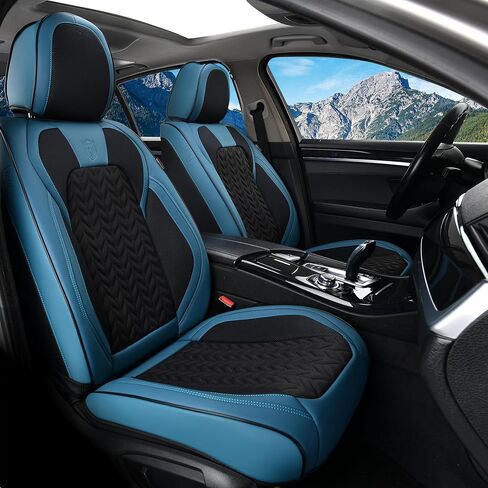 Coverado Car Seat Covers Full Set, 5 Seats Leather Seat Covers for Cars, Waterproof Seat Covers Front and Back, Car Seat Protectors Car Seat Cushions Universal Fit for Most Cars, Gray in Saudi Arabia