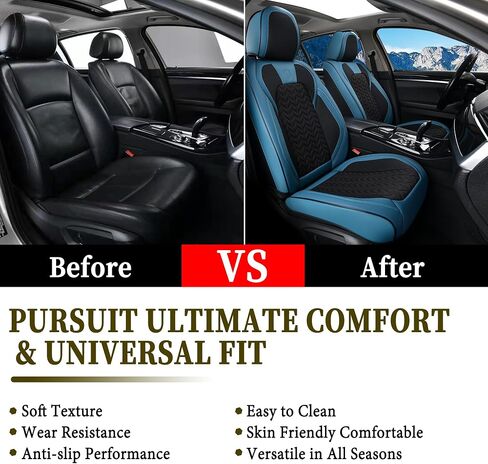 Coverado Car Seat Covers Full Set, 5 Seats Leather Seat Covers for Cars, Waterproof Seat Covers Front and Back, Car Seat Protectors Car Seat Cushions Universal Fit for Most Cars, Gray in Saudi Arabia