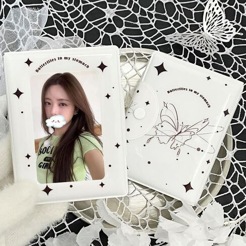 Photocard Mini Album,Cute Black Themed Kitten 3~3.5 In K-POP Photo Card Book Hollow Cover with Button Polaroid Photo Star Photo Card Holder (Music Cat) in Saudi Arabia