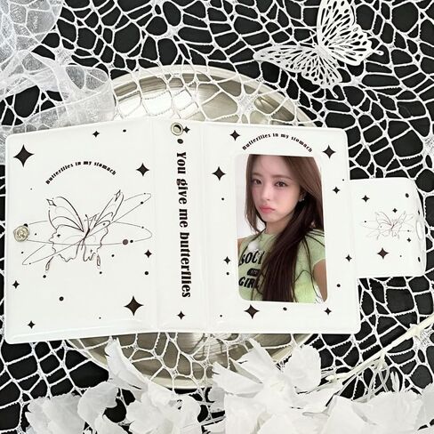 Photocard Mini Album,Cute Black Themed Kitten 3~3.5 In K-POP Photo Card Book Hollow Cover with Button Polaroid Photo Star Photo Card Holder (Music Cat) in Saudi Arabia