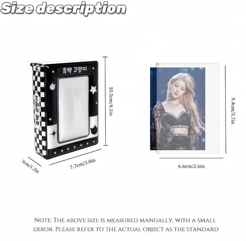 Photocard Mini Album,Cute Black Themed Kitten 3~3.5 In K-POP Photo Card Book Hollow Cover with Button Polaroid Photo Star Photo Card Holder (Music Cat) in Saudi Arabia