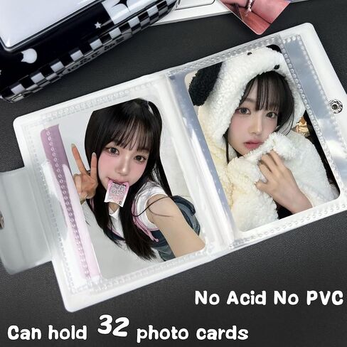 Photocard Mini Album,Cute Black Themed Kitten 3~3.5 In K-POP Photo Card Book Hollow Cover with Button Polaroid Photo Star Photo Card Holder (Music Cat) in Saudi Arabia