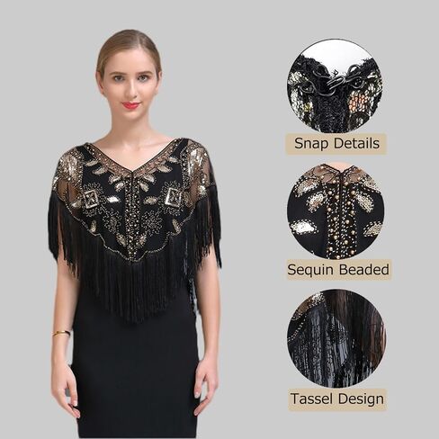 1920s Women’s Shawl Wraps Sequin,Roaring 20s Accessories Women Feather Headpiece Necklace Earrings Long Gloves in Saudi Arabia