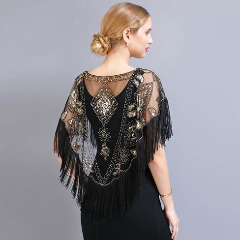 1920s Women’s Shawl Wraps Sequin,Roaring 20s Accessories Women Feather Headpiece Necklace Earrings Long Gloves in Saudi Arabia