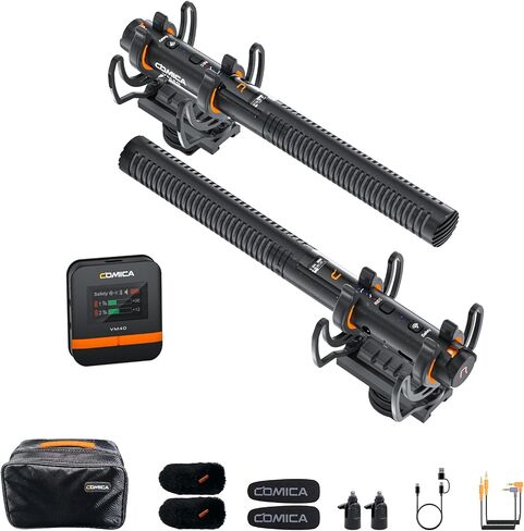 comica VM40 Shotgun Microphone with Wireless Modes, 48kHz/32-bit, 32GB Storage, Safety Audio Track, Super Cardioid Camera Mic for Filmmakers, Vloggers - Wireless Mic for Camera, Smartphone, PC in Saudi Arabia