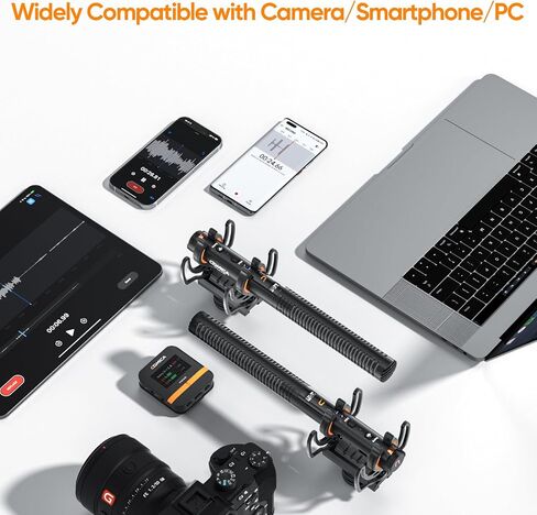 comica VM40 Shotgun Microphone with Wireless Modes, 48kHz/32-bit, 32GB Storage, Safety Audio Track, Super Cardioid Camera Mic for Filmmakers, Vloggers - Wireless Mic for Camera, Smartphone, PC in Saudi Arabia