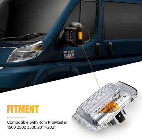 Right Passenger Side Mirror Indicator Turn Signal Light Housing Compatible with Ram ProMaster 1500 2500 3500 2010-2023，without Bulb in Saudi Arabia
