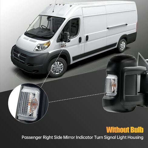 Right Passenger Side Mirror Indicator Turn Signal Light Housing Compatible with Ram ProMaster 1500 2500 3500 2010-2023，without Bulb in Saudi Arabia