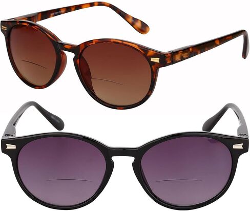 'The Brilliance' Polarized Bifocal Sunglasses - Round, Full Frame Reading Sunglasses for Women and Men in Kuwait