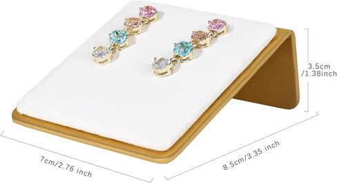 GemeShou Velvet stud earring holders for selling, small earrings storage organizer for girls, Gold Jewelry ear display stands【Beige】 in Kuwait