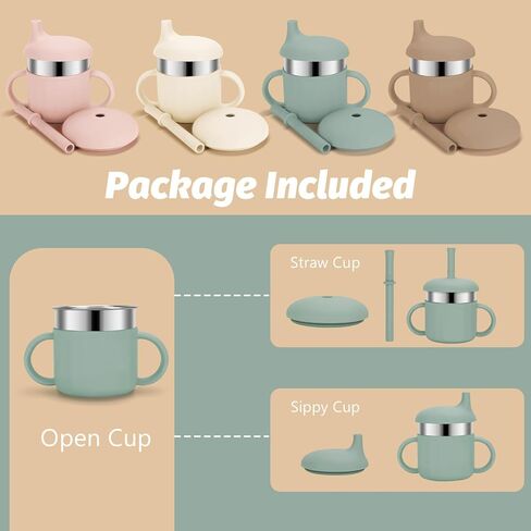 Silicone Baby Straw Cup, 9.56 OZ Baby Sippy Cup with Straw and Handle, Silicone Training Cup & Straw for Toddlers, Unbreakable Silicone Straw Cup for Babies 6-12 Months and Toddlers 1-3 Years in Kuwait