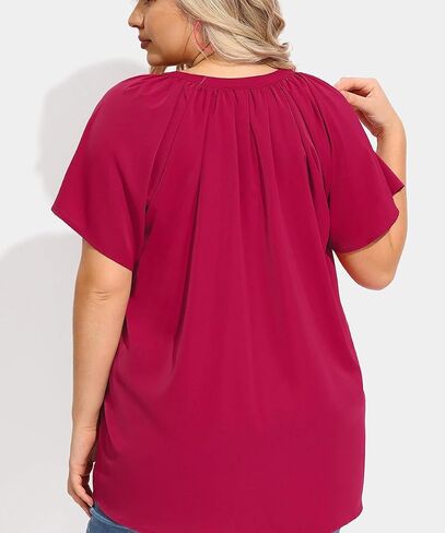 RITERA Plus Size Blouse for Women V Neck Short Sleeve Tops Pullover Business Shirts Oversize Tunic 12W-28W Xl-5Xl in Kuwait