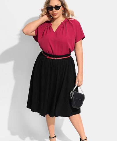 RITERA Plus Size Blouse for Women V Neck Short Sleeve Tops Pullover Business Shirts Oversize Tunic 12W-28W Xl-5Xl in Kuwait