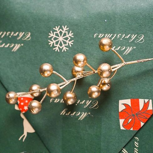 26 pcs Artificial Berry Stems for Christmas Tree Decoration, 6.5 Inch Red Berry Picks for Christmas Decor DIY Crafts Flower Wreath Home Decor(Red+Gold) in Saudi Arabia