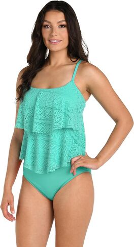 2-Tiered Ruffle Tankini Swimsuit Top in Kuwait