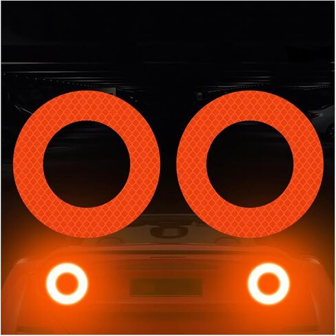 zipelo 2PCS Car Strong Reflective Stickers, Night Visibility Waterproof Self Adhesive Automotive Bumper Trunk Reflective Decals, Universal for Vehicle, SUV, Truck, RV (Orange) in Kuwait