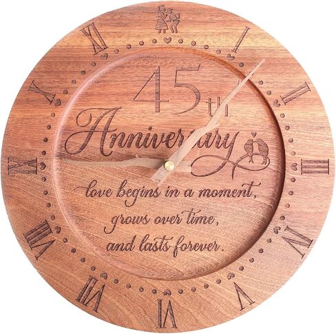 Treble Bee 35th Anniversary Clock 10 INCHES Engraved Wooden Clock for Couple's 35th Wedding Anniversary, 35 Years of Marriage Gift Idea for Wife, Husband, Unique Anniversary Decoration in Saudi Arabia