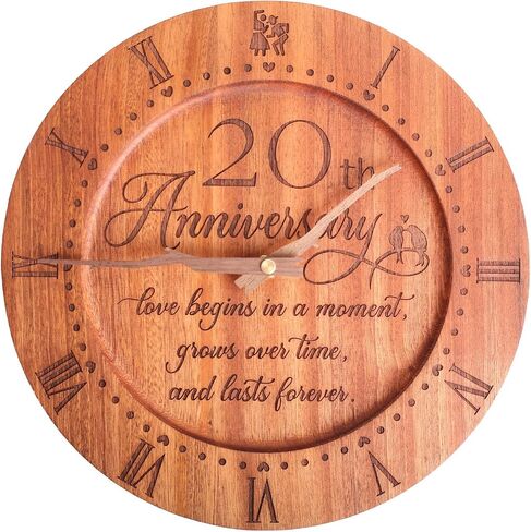Treble Bee 35th Anniversary Clock 10 INCHES Engraved Wooden Clock for Couple's 35th Wedding Anniversary, 35 Years of Marriage Gift Idea for Wife, Husband, Unique Anniversary Decoration in Saudi Arabia