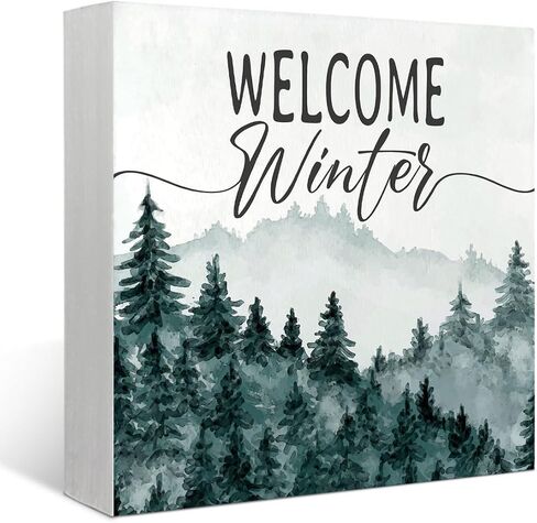 Mtrgdn Merry Christmas Sign,Winter Sign,Winter Welcome Decor,Christmas Decorations,Christmas Tree Sign Wood Plaque,Merry Christmas Sign for Table,Christmas Signs for Home Decor in Kuwait
