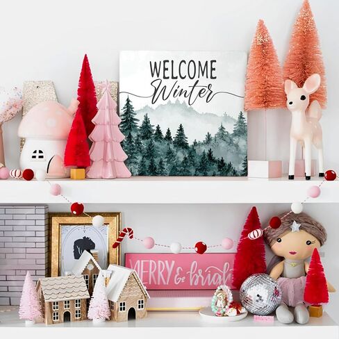Mtrgdn Merry Christmas Sign,Winter Sign,Winter Welcome Decor,Christmas Decorations,Christmas Tree Sign Wood Plaque,Merry Christmas Sign for Table,Christmas Signs for Home Decor in Kuwait