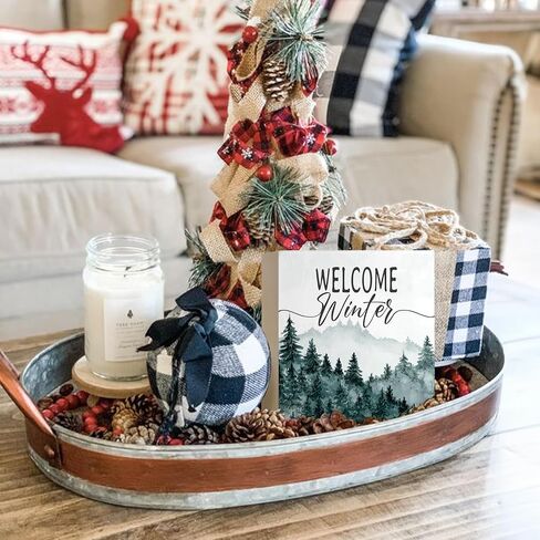 Mtrgdn Merry Christmas Sign,Winter Sign,Winter Welcome Decor,Christmas Decorations,Christmas Tree Sign Wood Plaque,Merry Christmas Sign for Table,Christmas Signs for Home Decor in Kuwait