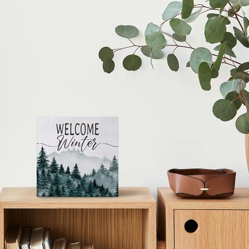 Mtrgdn Merry Christmas Sign,Winter Sign,Winter Welcome Decor,Christmas Decorations,Christmas Tree Sign Wood Plaque,Merry Christmas Sign for Table,Christmas Signs for Home Decor in Kuwait