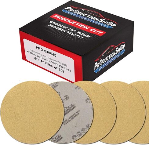 Premium 500 Grit 6" Gold Sanding Discs, Box of 100 - Hook & Loop Backing Abrasive Sandpaper for DA & Random Orbital Sanders - Sand Automotive Paint, Metal, Wood, Woodworking Furniture in Saudi Arabia