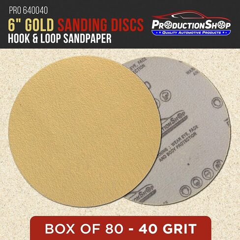 Premium 500 Grit 6" Gold Sanding Discs, Box of 100 - Hook & Loop Backing Abrasive Sandpaper for DA & Random Orbital Sanders - Sand Automotive Paint, Metal, Wood, Woodworking Furniture in Saudi Arabia