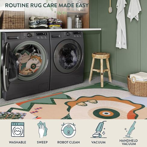 مجموعة Lahome Cécile Vico - سجاد منطقة خضراء مقاس 8 × 10 لغرفة المعيشة، سجاد ناعم غير قابل للانزلاق لغرفة النوم، سجاد غرفة الطعام لتحت الطاولة، سجاد داخلي تجريدي كبير حديث بوهو (8 × 10 أقدام، أخضر) in Kuwait