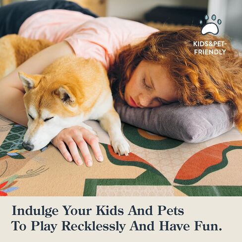 مجموعة Lahome Cécile Vico - سجاد منطقة خضراء مقاس 8 × 10 لغرفة المعيشة، سجاد ناعم غير قابل للانزلاق لغرفة النوم، سجاد غرفة الطعام لتحت الطاولة، سجاد داخلي تجريدي كبير حديث بوهو (8 × 10 أقدام، أخضر) in Kuwait